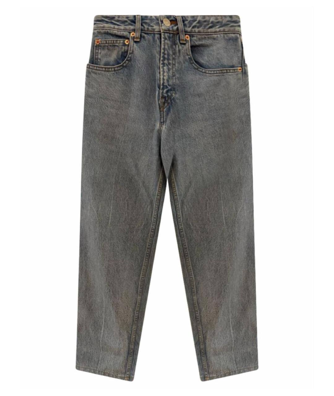 BALENCIAGA Голубые хлопковые прямые джинсы, фото 1
