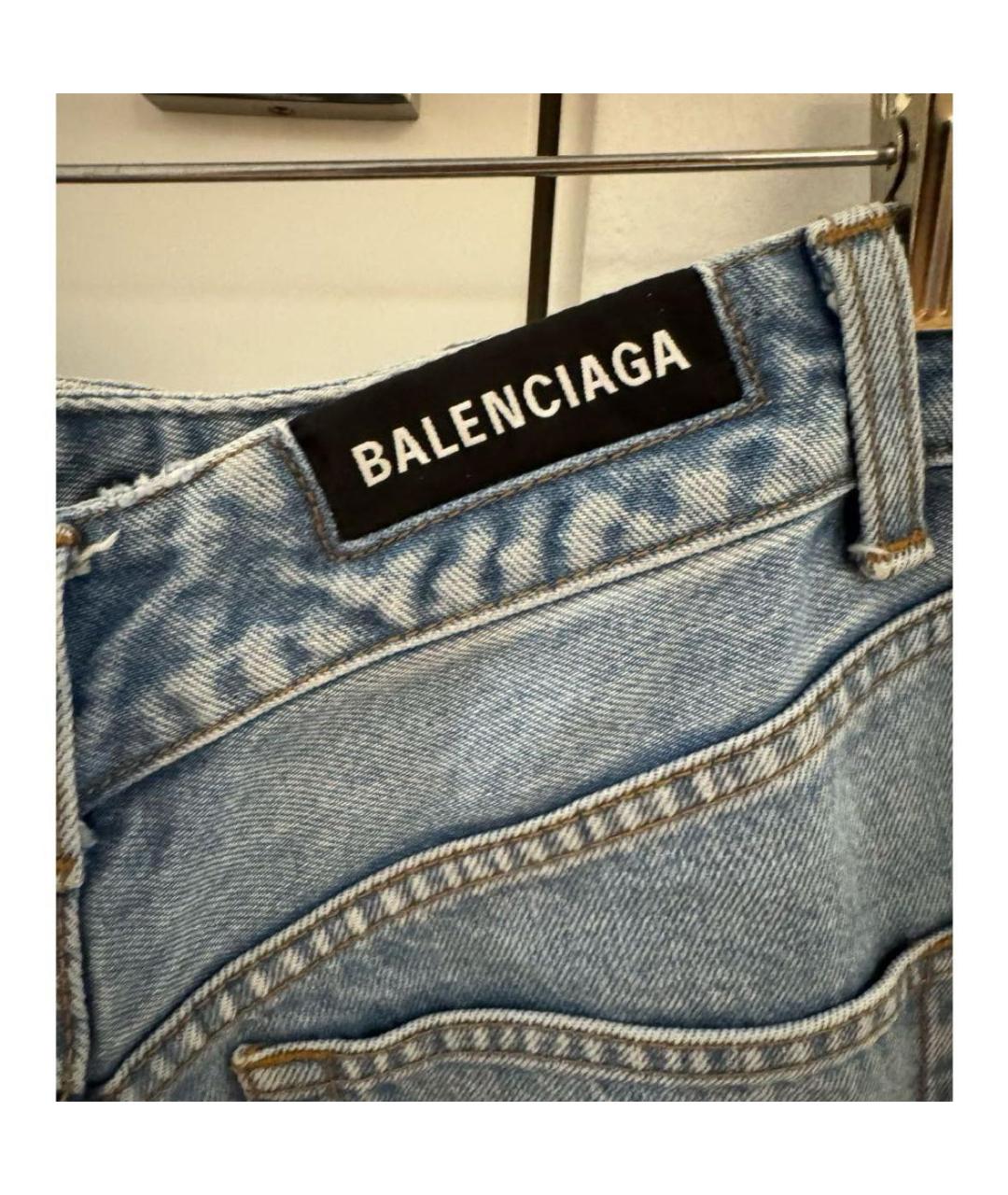BALENCIAGA Голубые хлопковые прямые джинсы, фото 3
