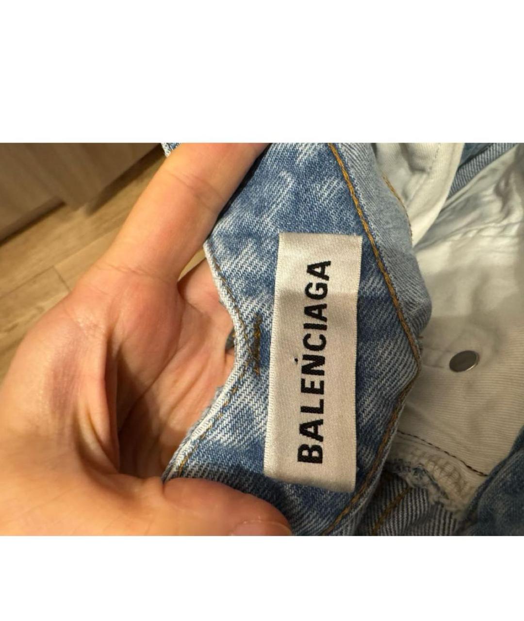 BALENCIAGA Голубые хлопковые прямые джинсы, фото 5