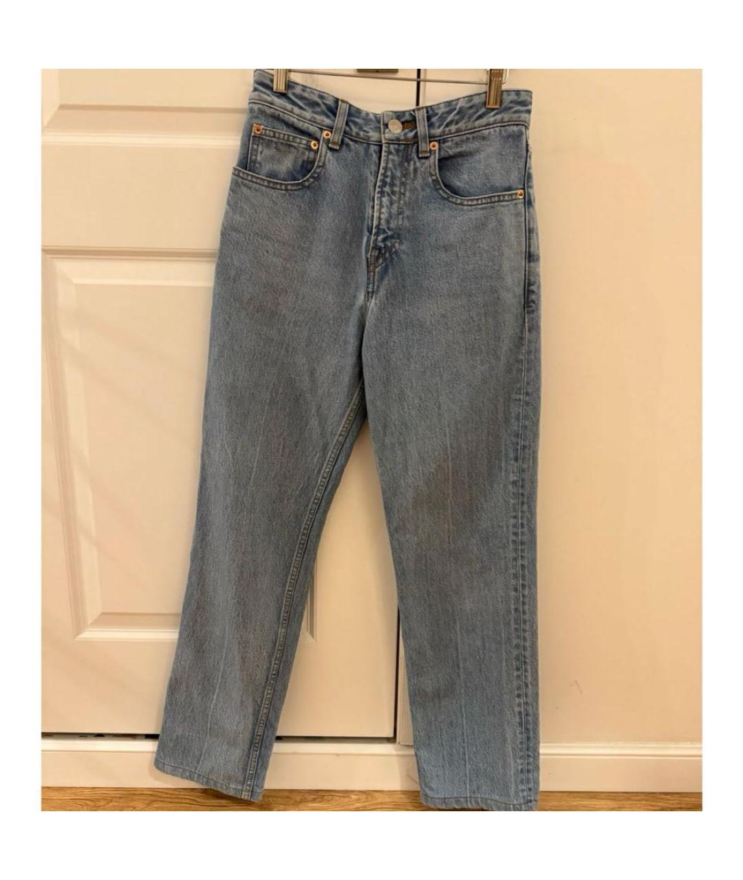 BALENCIAGA Голубые хлопковые прямые джинсы, фото 4
