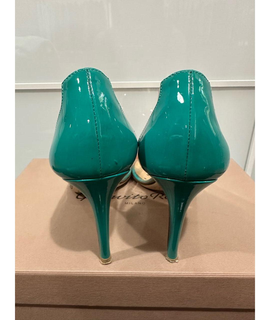 GIANVITO ROSSI Бирюзовые туфли из лакированной кожи, фото 4
