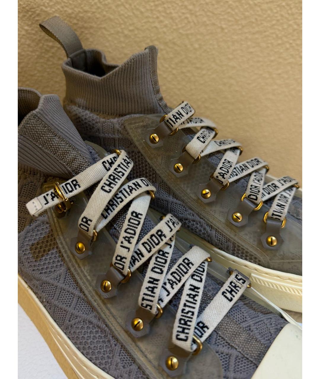 CHRISTIAN DIOR Серые текстильные кеды, фото 2