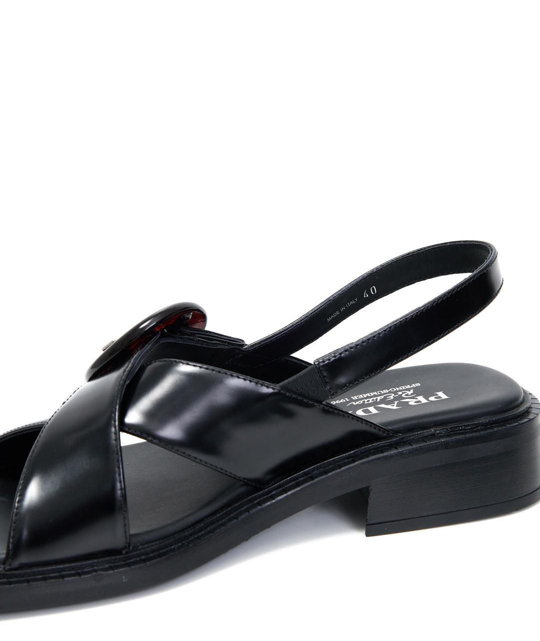 PRADA Черные кожаные босоножки, фото 6