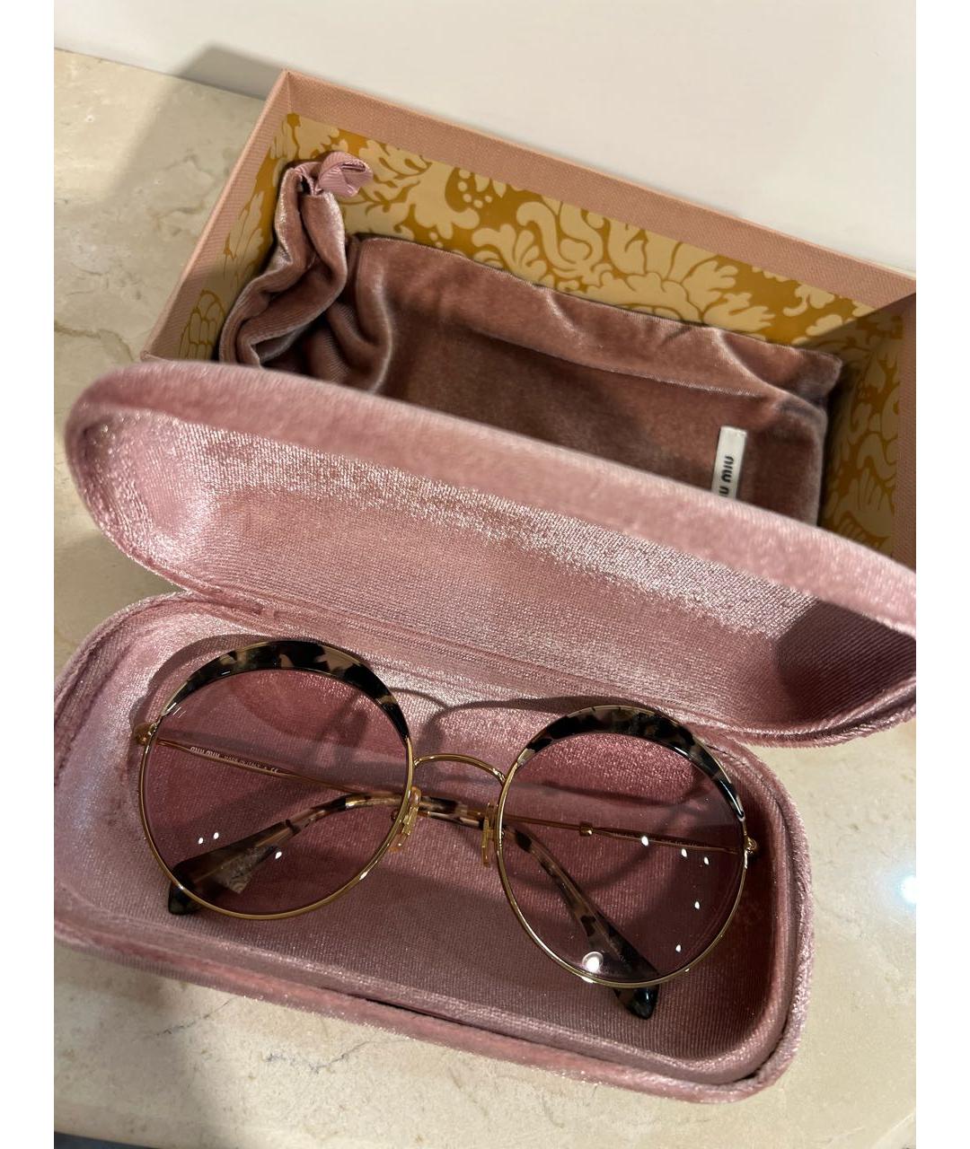 MIU MIU Розовые металлические солнцезащитные очки, фото 5