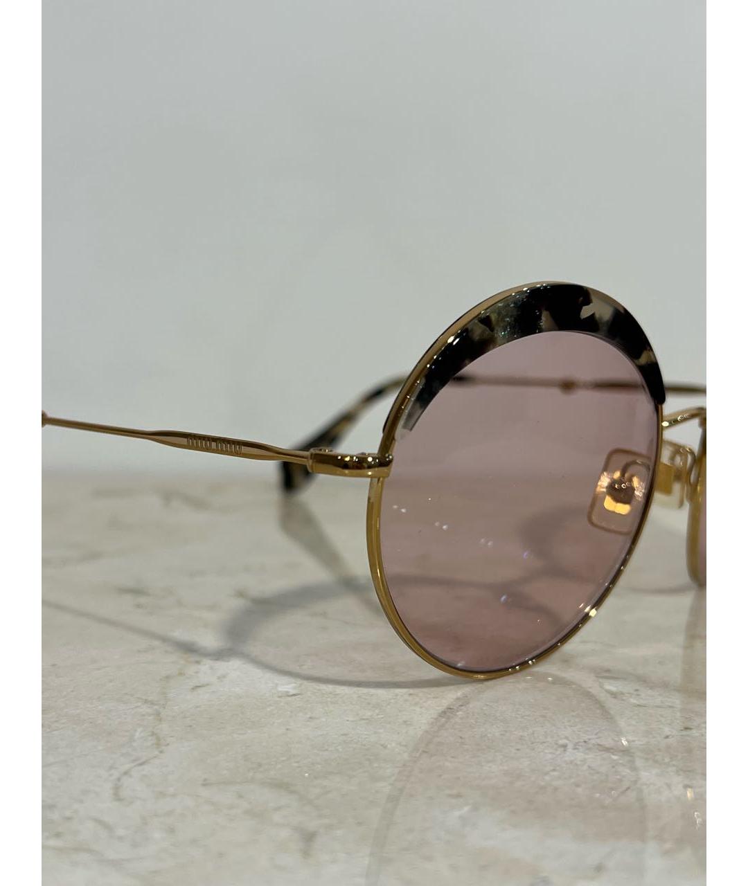 MIU MIU Розовые металлические солнцезащитные очки, фото 3