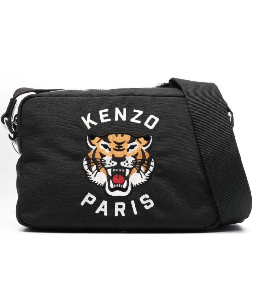 KENZO Черная тканевая сумка на плечо, фото 2