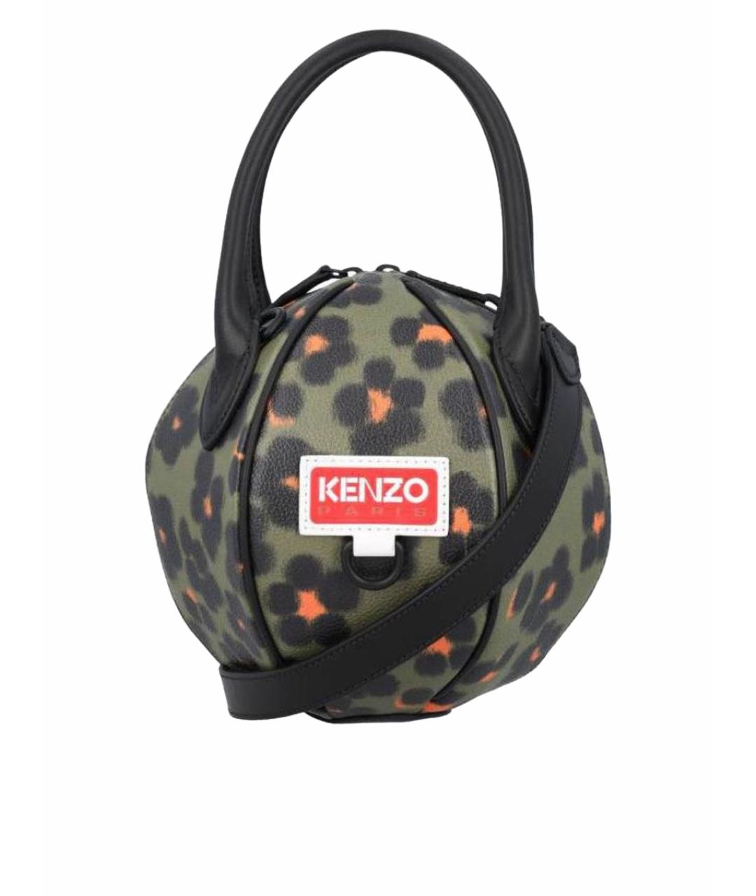 KENZO Хаки кожаная сумка с короткими ручками, фото 1