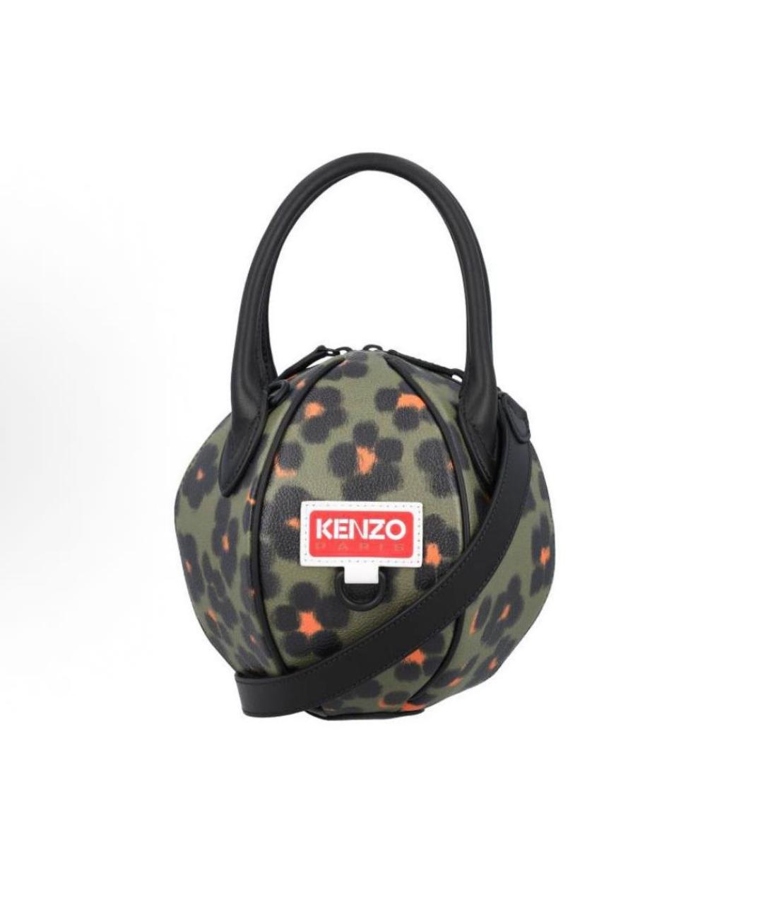 KENZO Хаки кожаная сумка с короткими ручками, фото 6