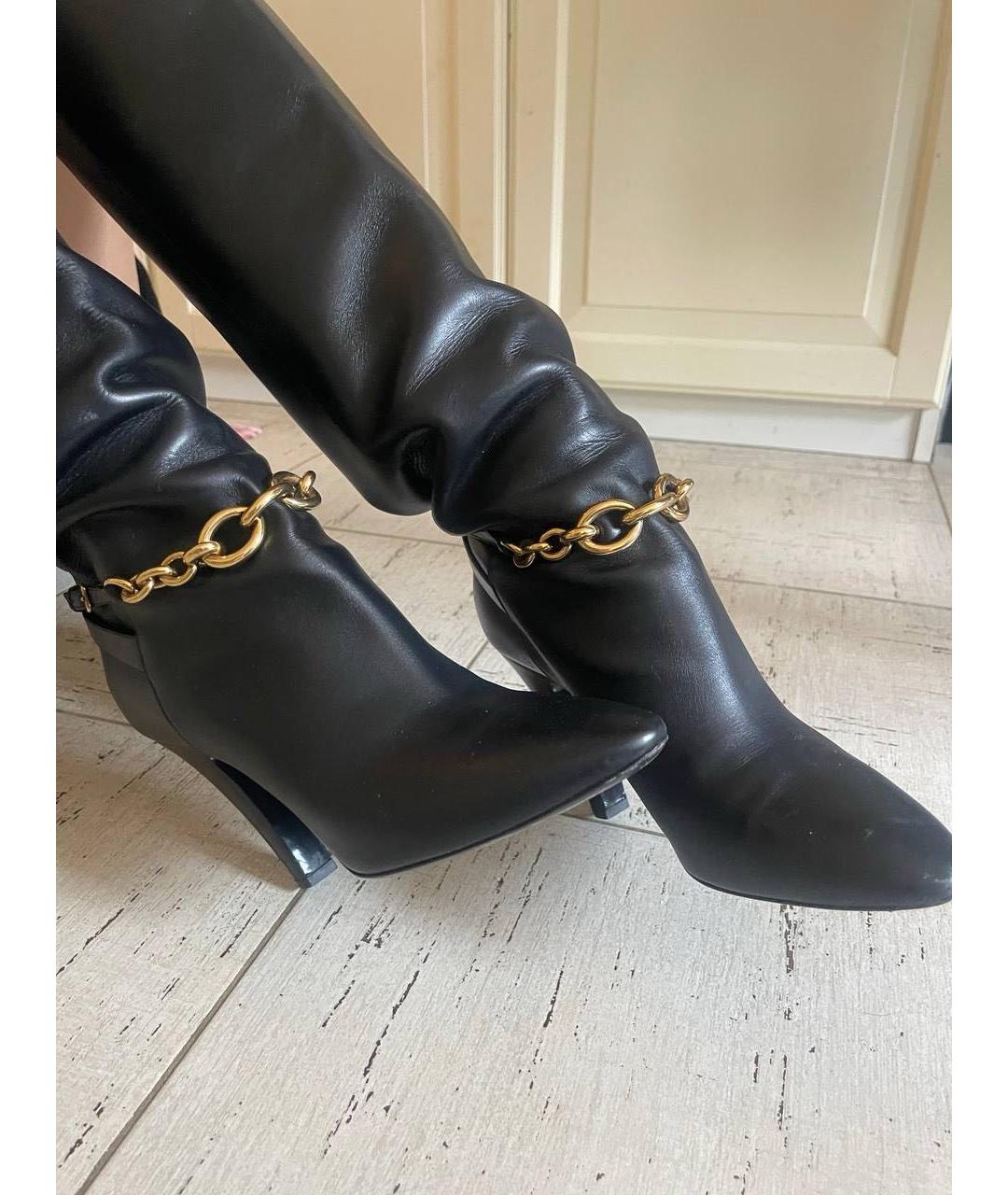 SAINT LAURENT Черные кожаные сапоги, фото 7