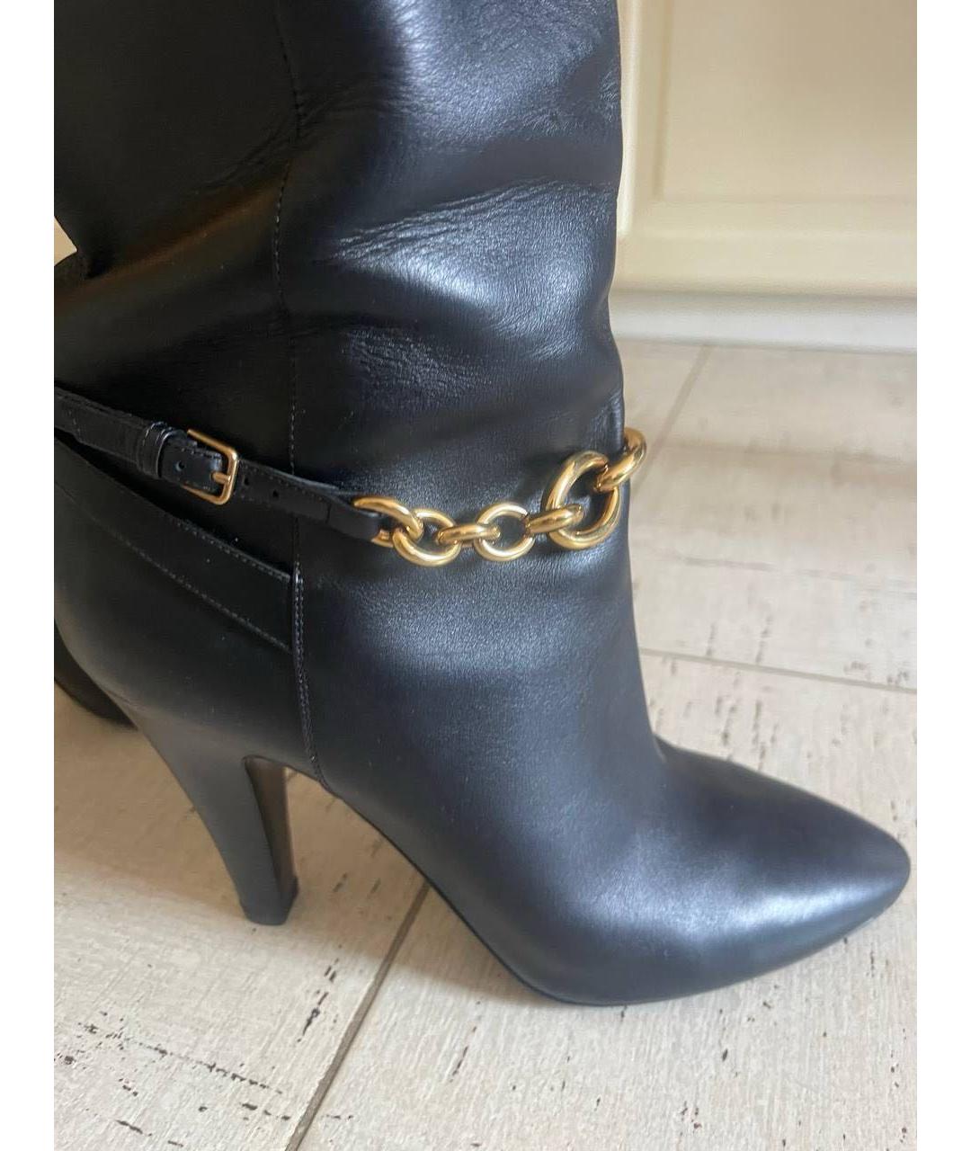 SAINT LAURENT Черные кожаные сапоги, фото 6