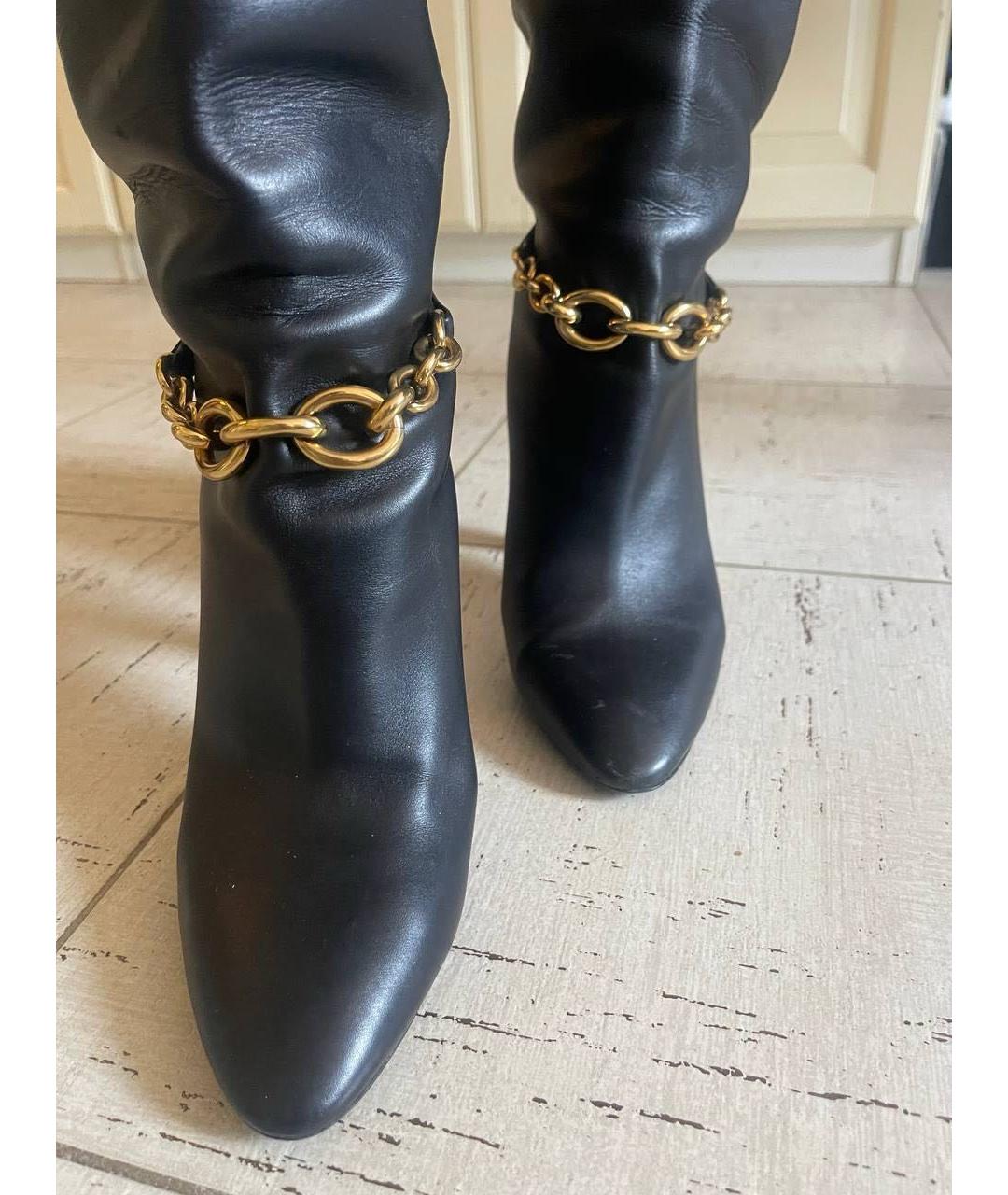 SAINT LAURENT Черные кожаные сапоги, фото 8