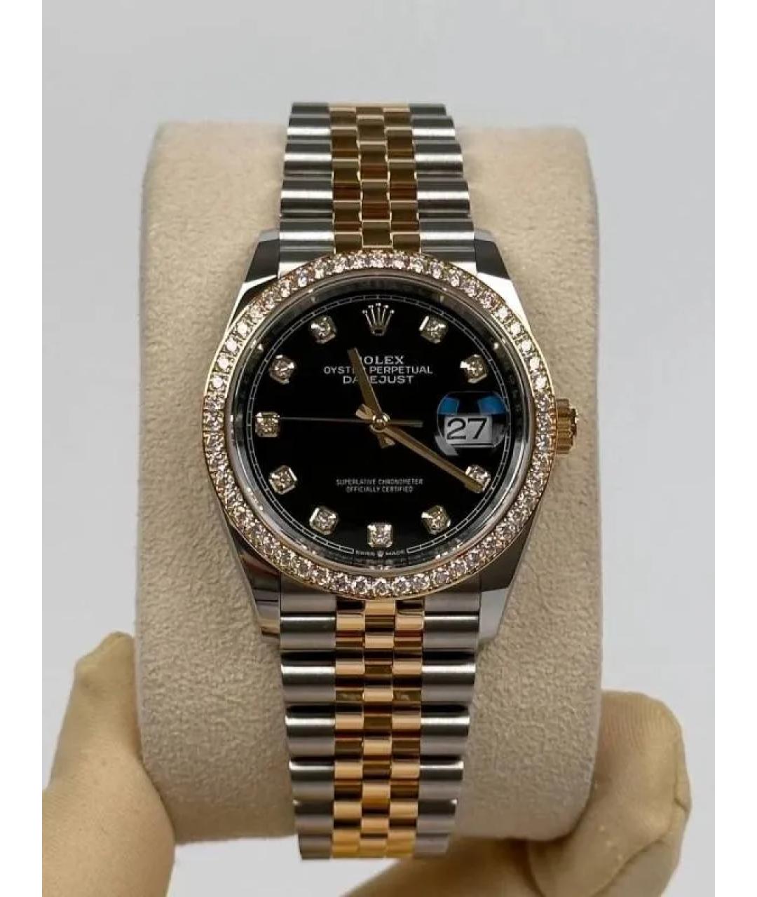ROLEX Черные часы из желтого золота, фото 3