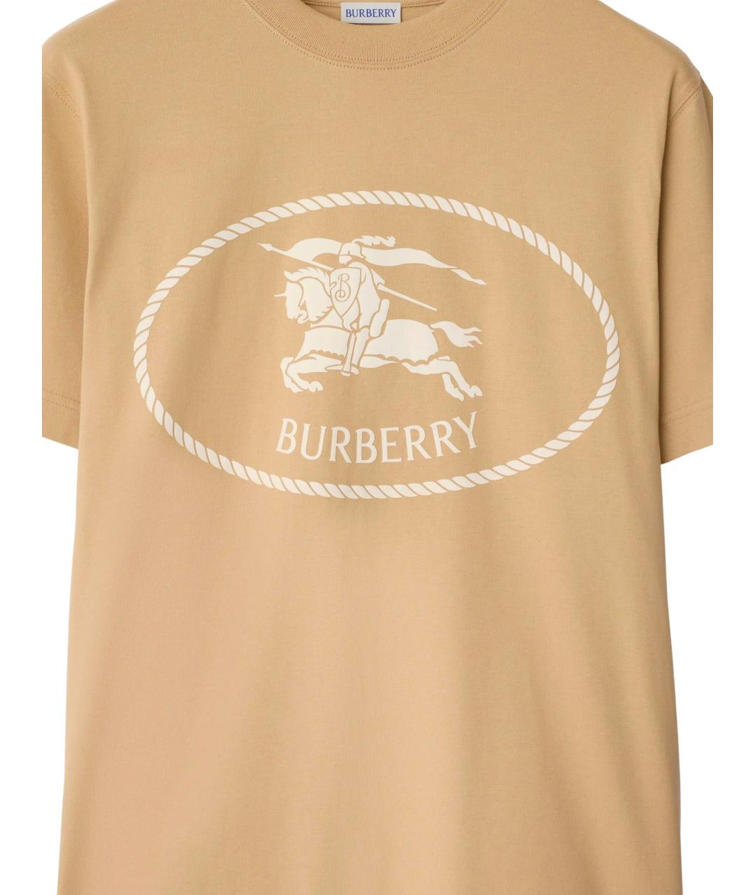 BURBERRY Бежевая хлопковая футболка, фото 2