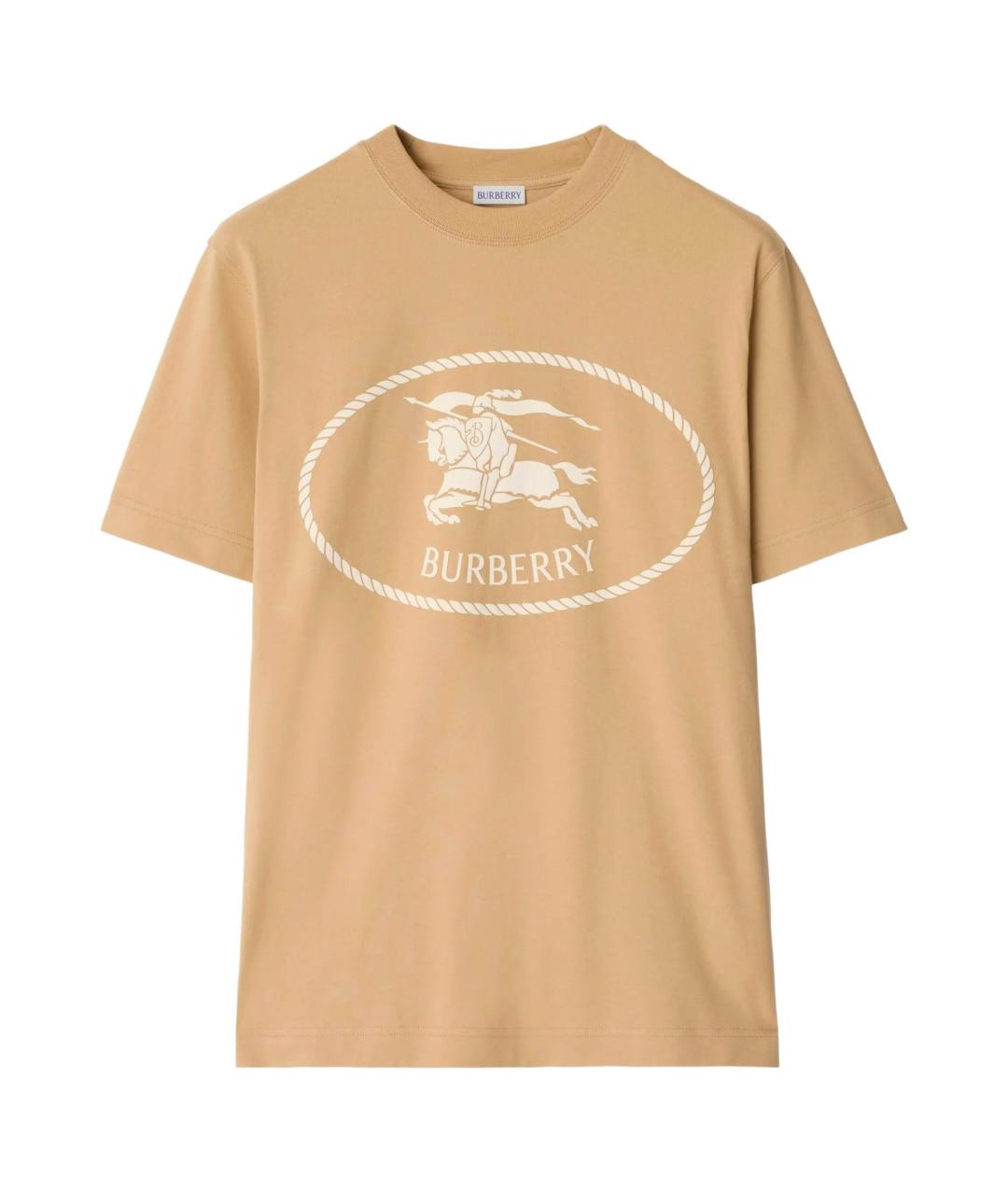 BURBERRY Бежевая хлопковая футболка, фото 1