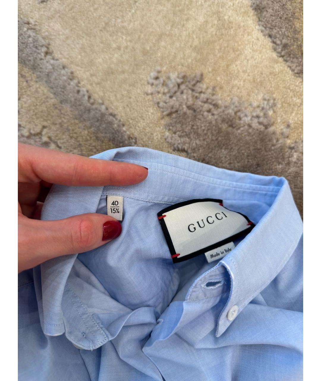GUCCI Голубая хлопковая кэжуал рубашка, фото 3