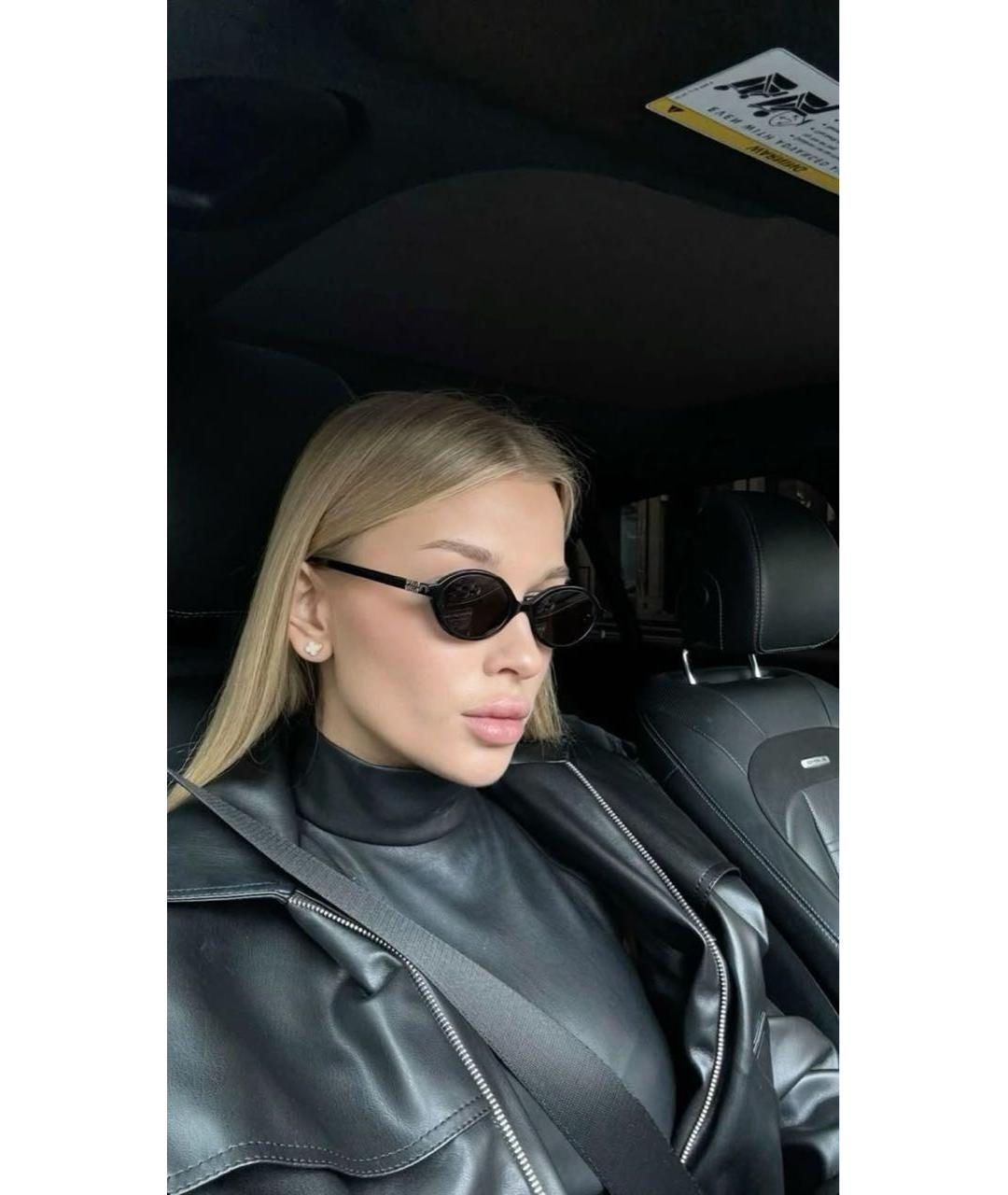 MIU MIU Черные пластиковые солнцезащитные очки, фото 3