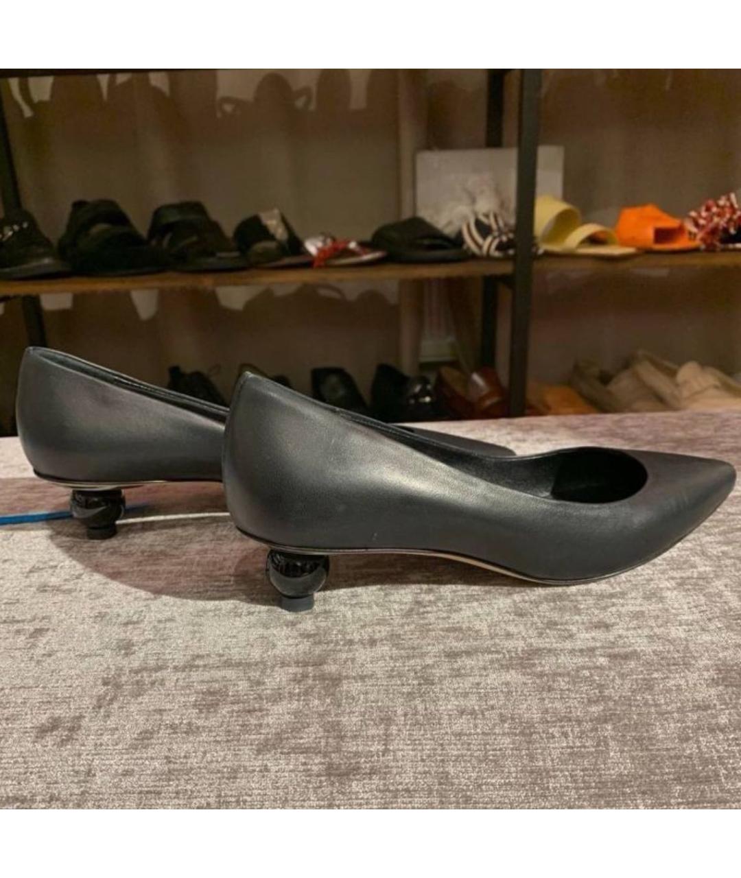 WEEKEND MAX MARA Черные кожаные туфли, фото 6