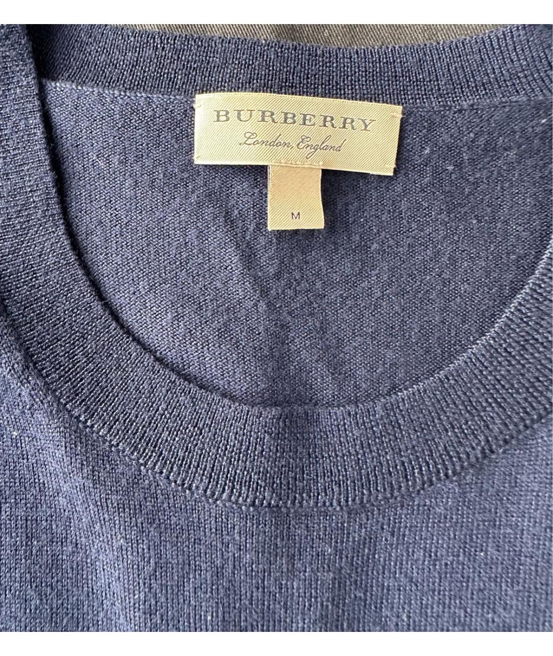 BURBERRY Темно-синий шерстяной джемпер / свитер, фото 2