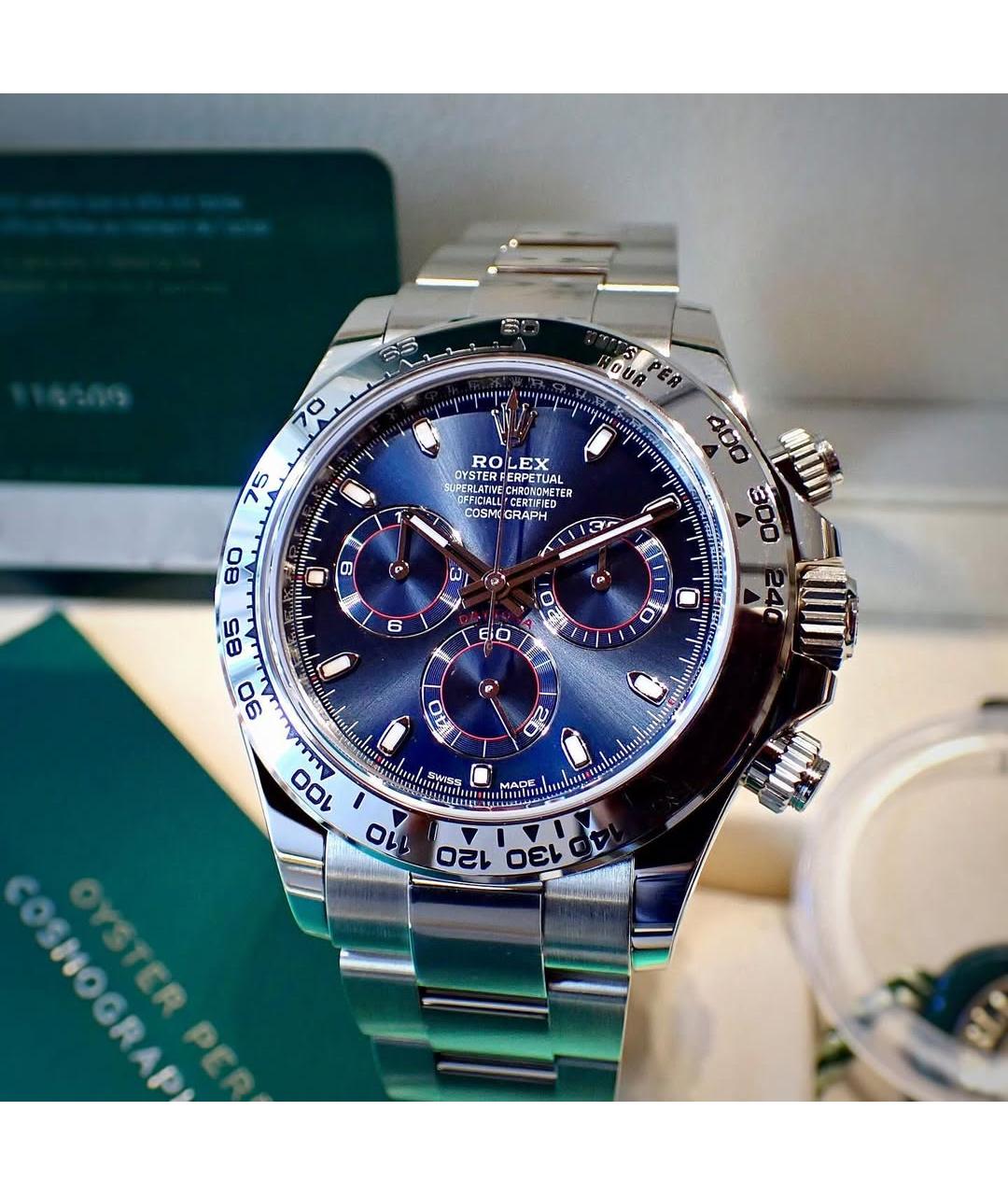 ROLEX Синие часы из белого золота, фото 2