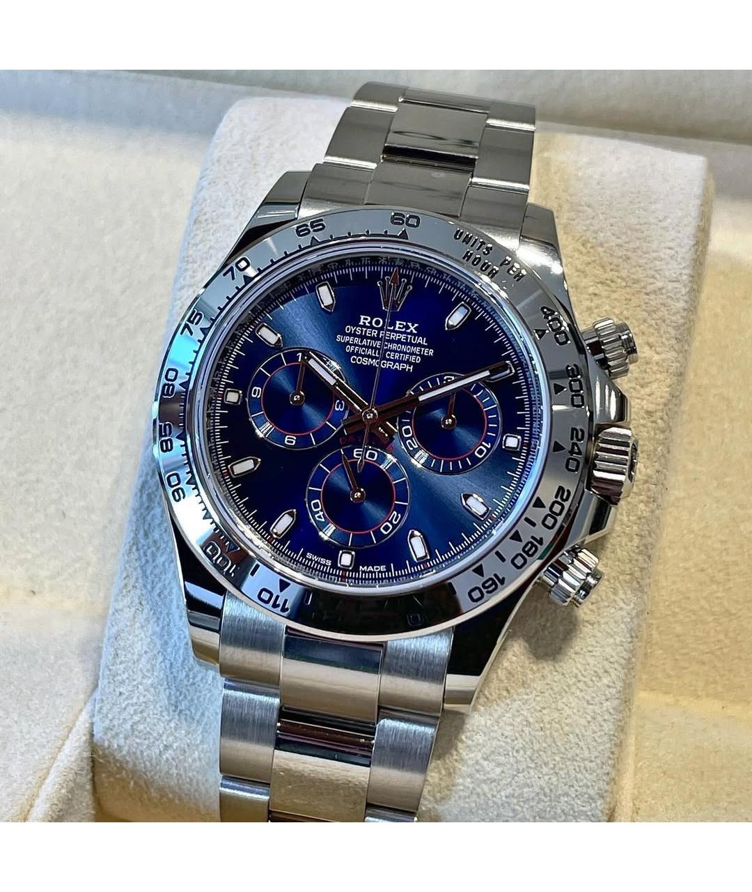 ROLEX Синие часы из белого золота, фото 3