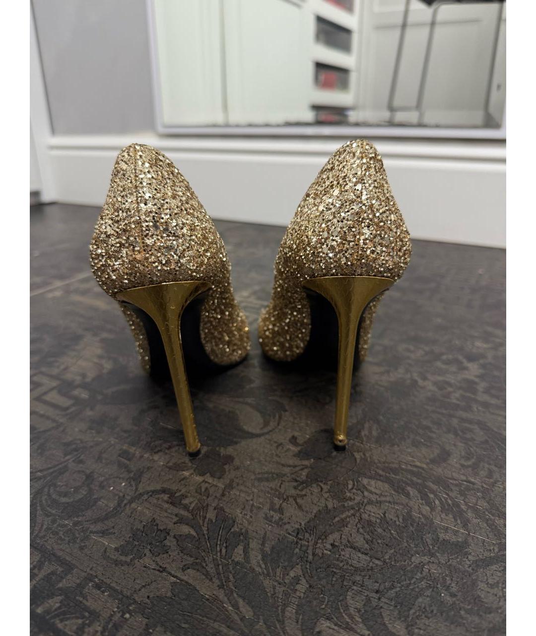 SAINT LAURENT Золотые кожаные туфли, фото 3