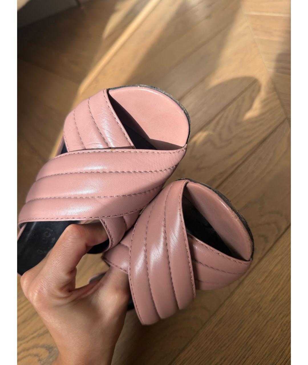 GUCCI Розовые кожаные мюли, фото 6