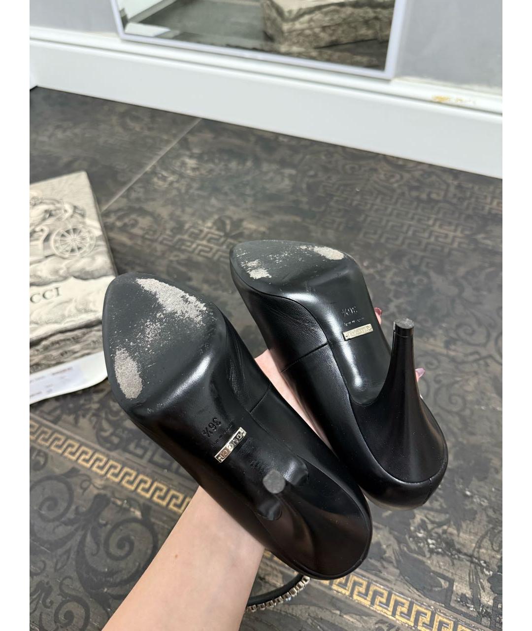 GUCCI Черные кожаные туфли, фото 6