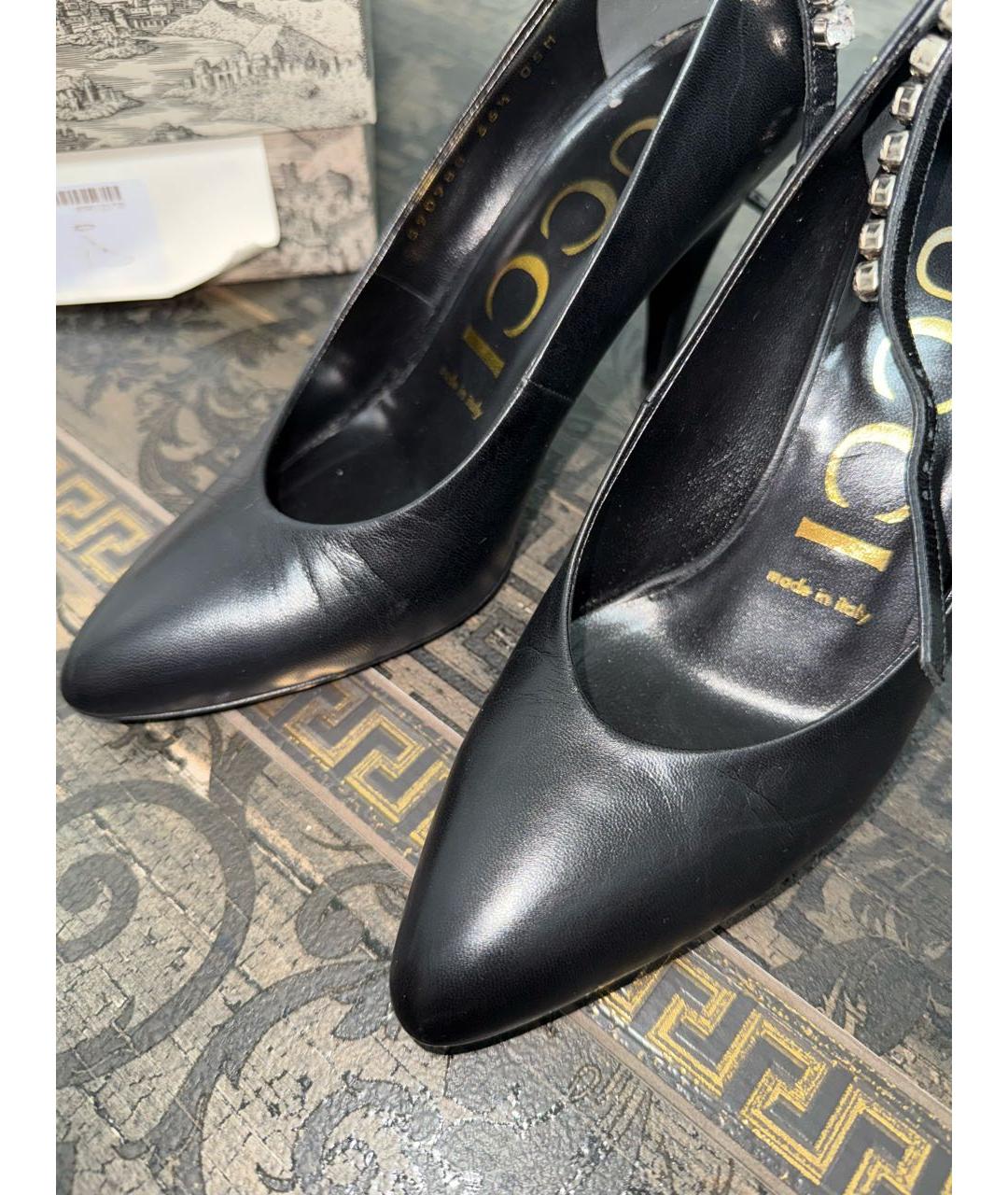 GUCCI Черные кожаные туфли, фото 4