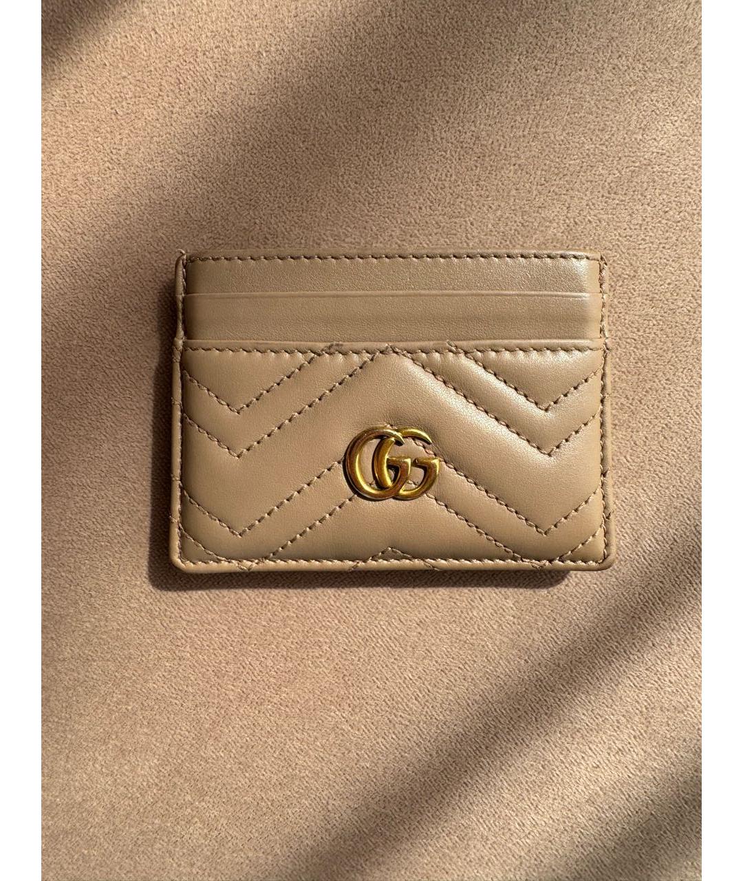 GUCCI Бежевый кожаный кардхолдер, фото 5