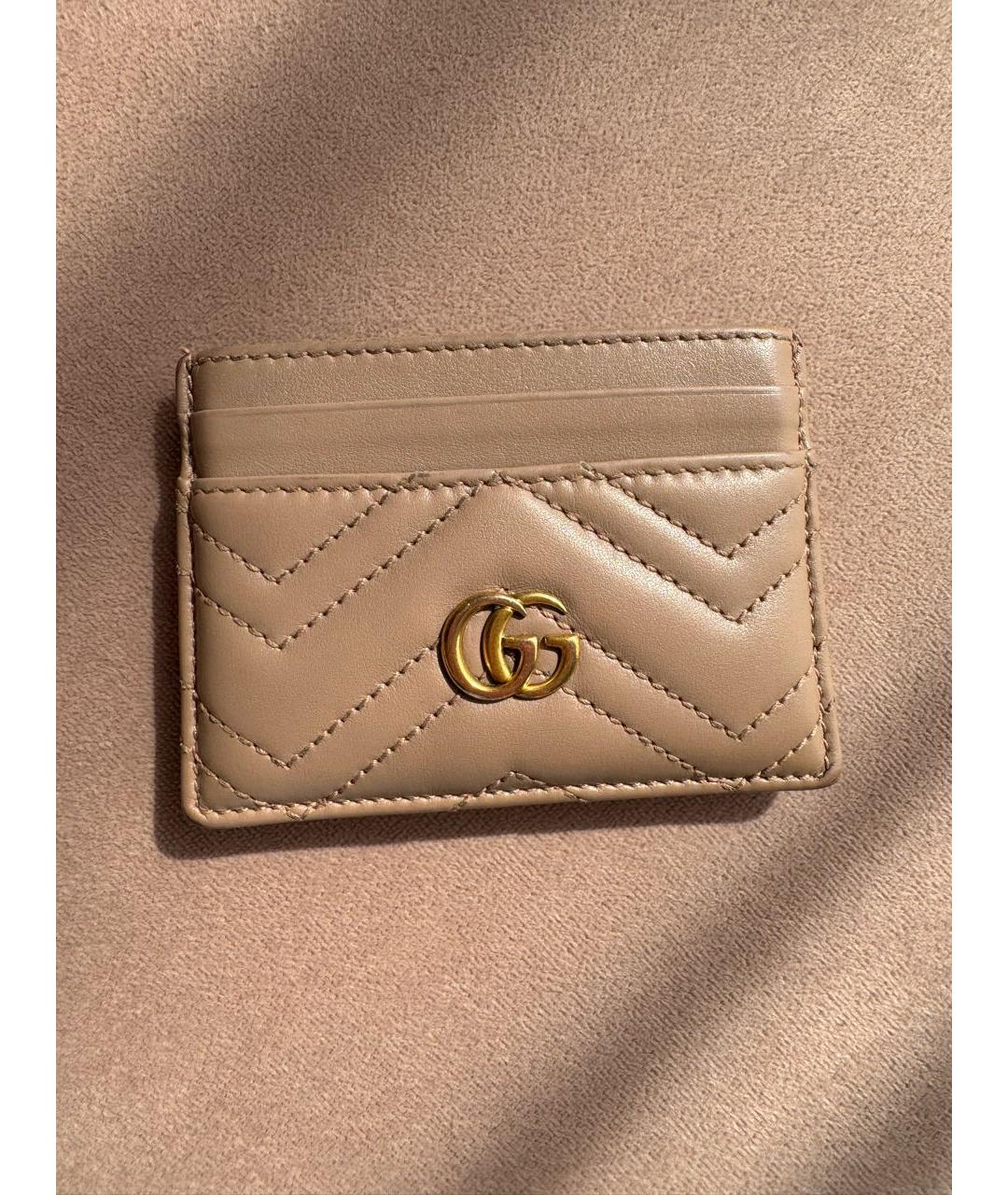 GUCCI Бежевый кожаный кардхолдер, фото 4