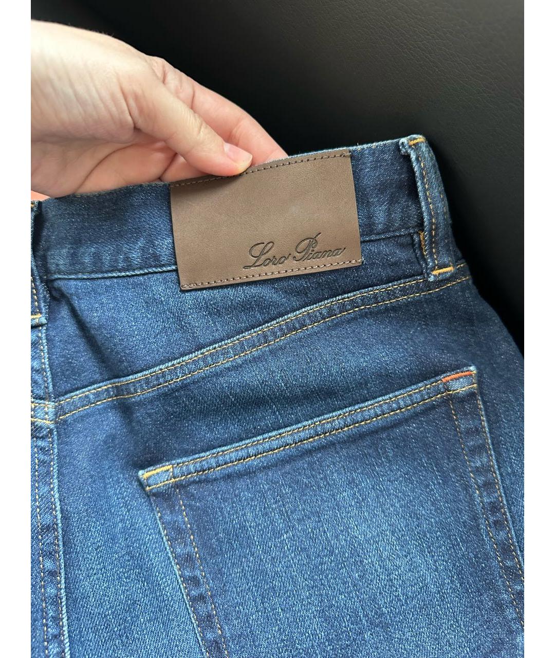 LORO PIANA Синие хлопко-эластановые джинсы скинни, фото 3