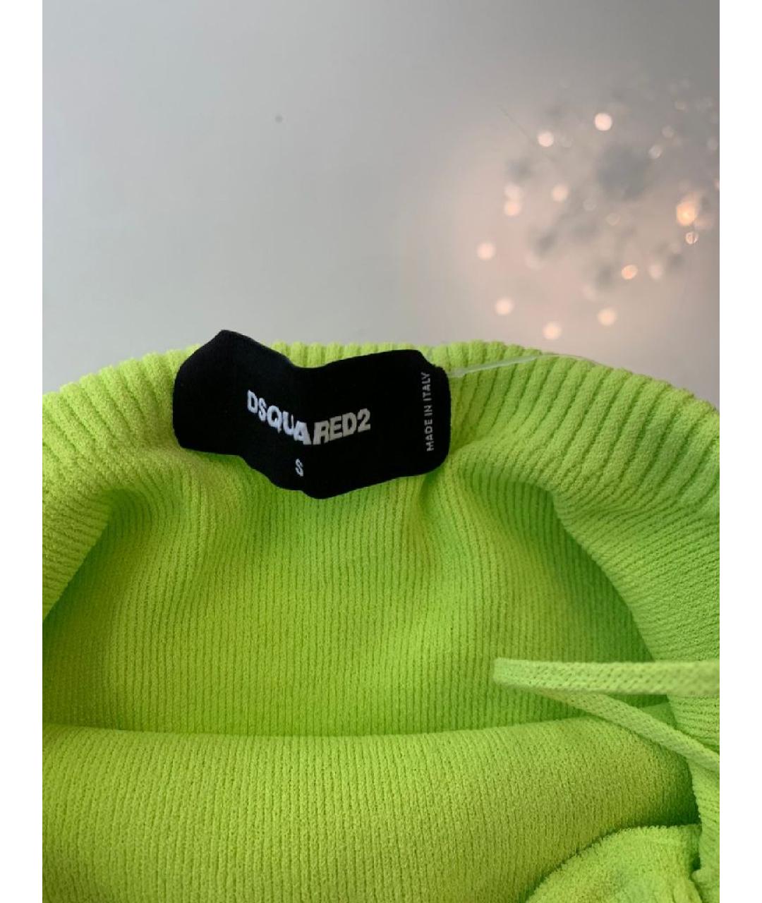 DSQUARED2 Салатовыое вискозное повседневное платье, фото 5