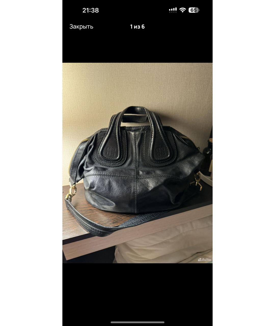 GIVENCHY Черная кожаная сумка тоут, фото 2