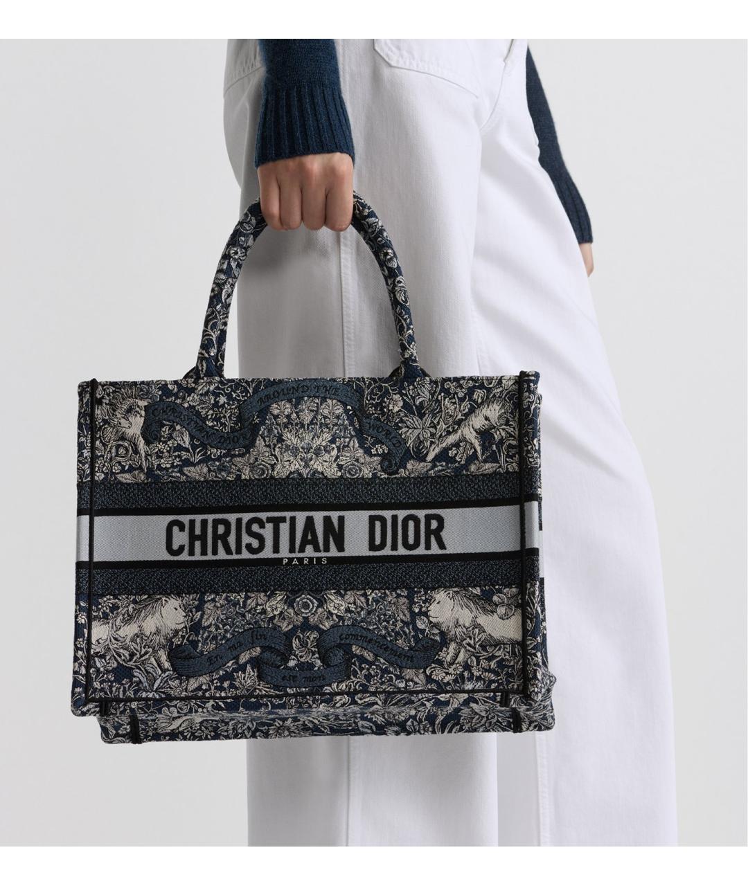 CHRISTIAN DIOR Синяя хлопковая сумка тоут, фото 2