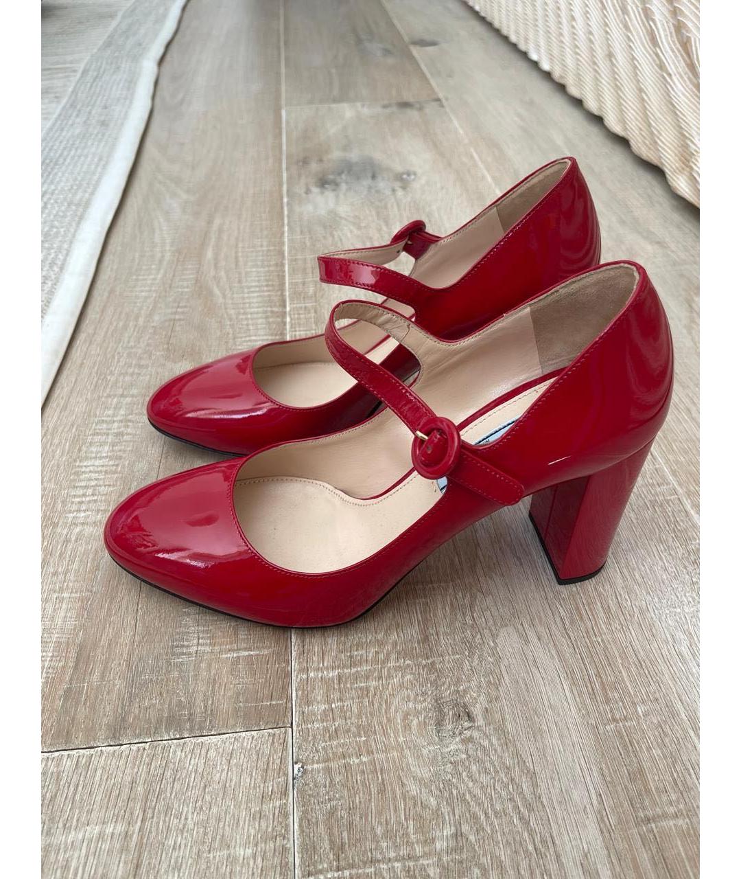 PRADA Красные кожаные туфли, фото 7
