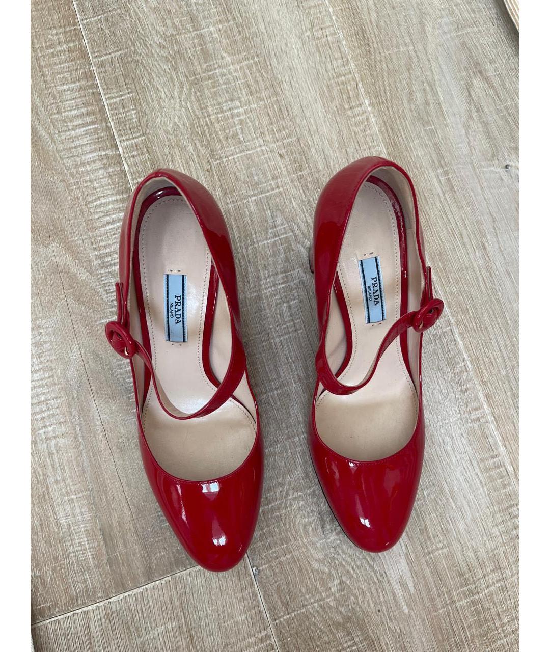 PRADA Красные кожаные туфли, фото 8