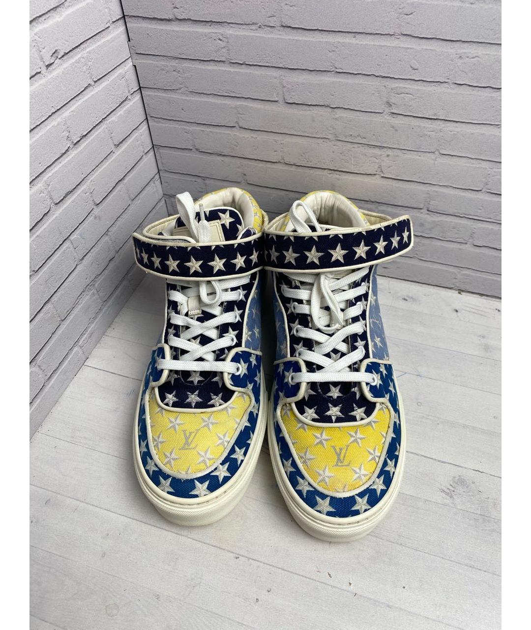 LOUIS VUITTON Синие текстильные высокие кроссовки / кеды, фото 2