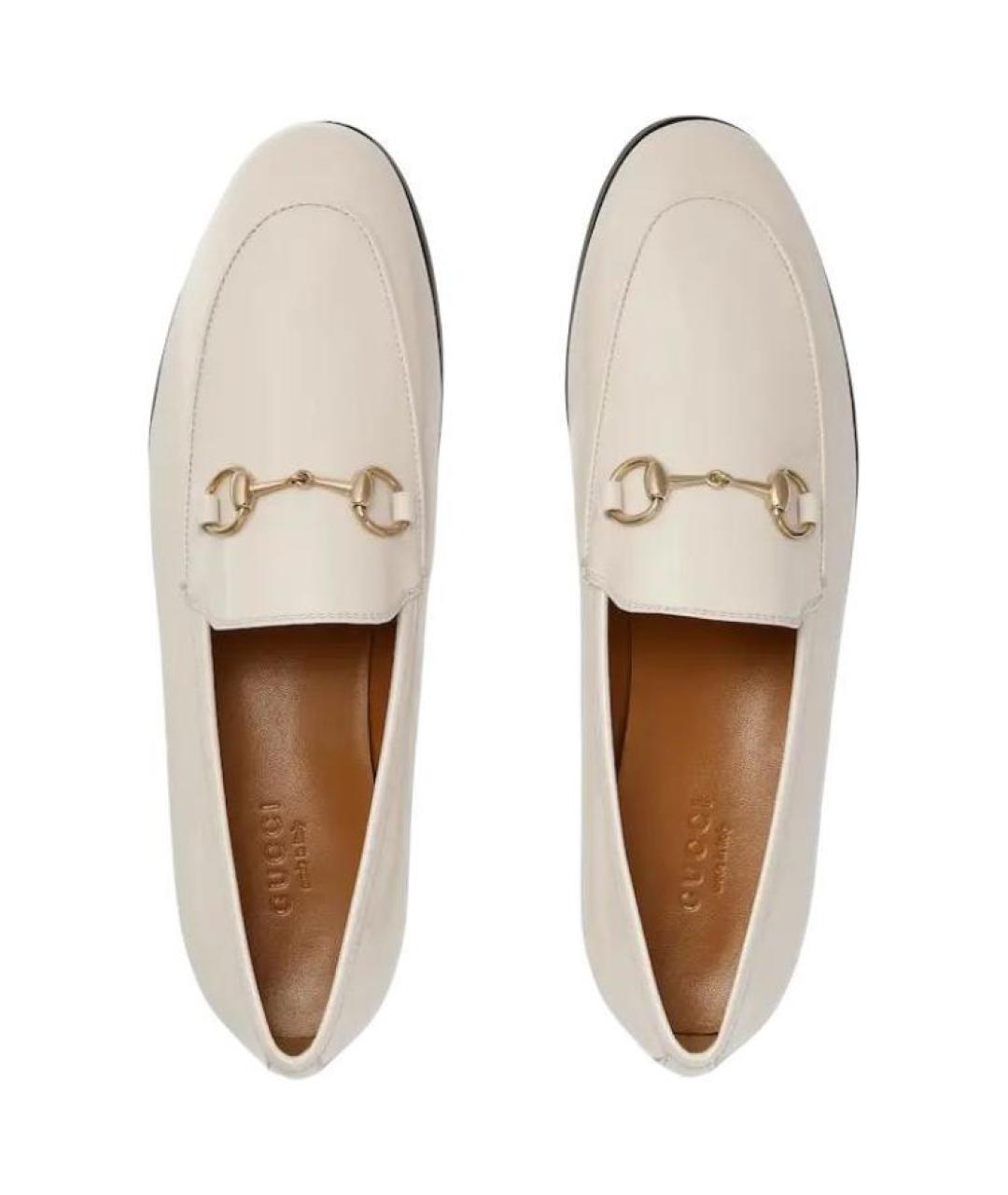 GUCCI Белые кожаные лоферы, фото 4