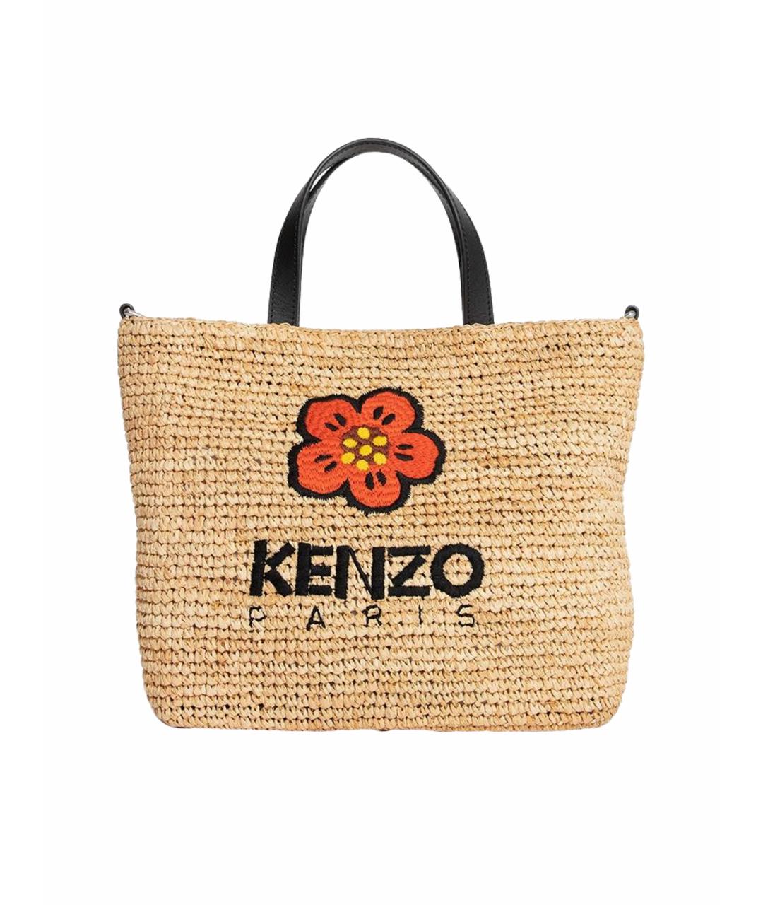KENZO Бежевая пелетеная пляжная сумка, фото 1