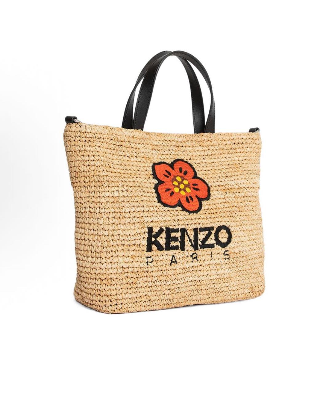KENZO Бежевая пелетеная пляжная сумка, фото 2