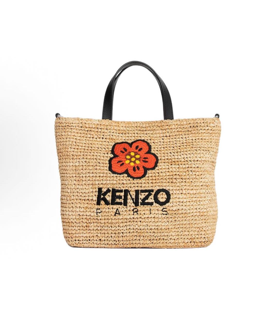 KENZO Бежевая пелетеная пляжная сумка, фото 6