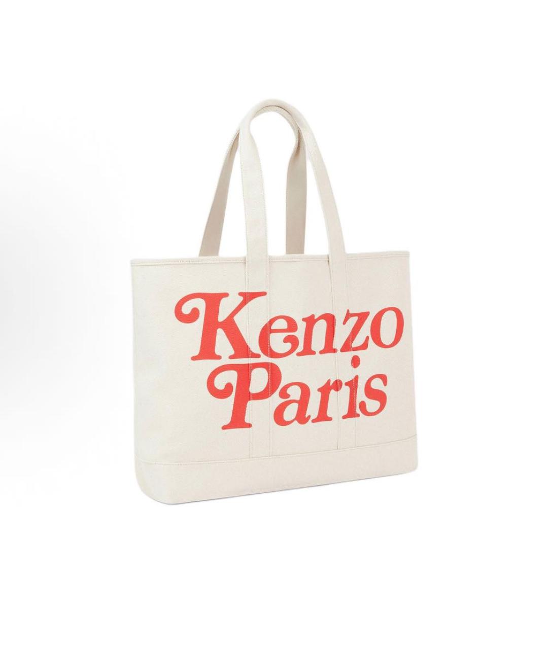 KENZO Белая кожаная сумка тоут, фото 6