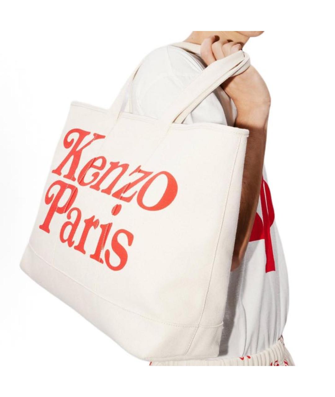 KENZO Белая кожаная сумка тоут, фото 3