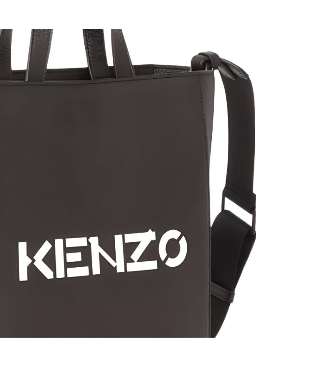 KENZO Черная кожаная сумка тоут, фото 5
