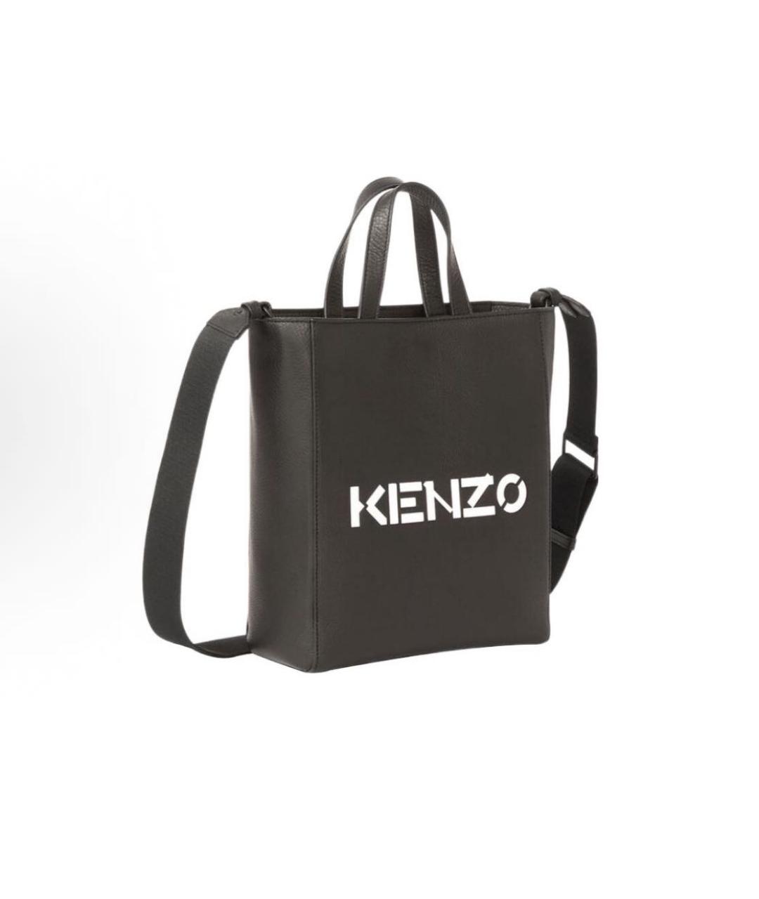 KENZO Черная кожаная сумка тоут, фото 3