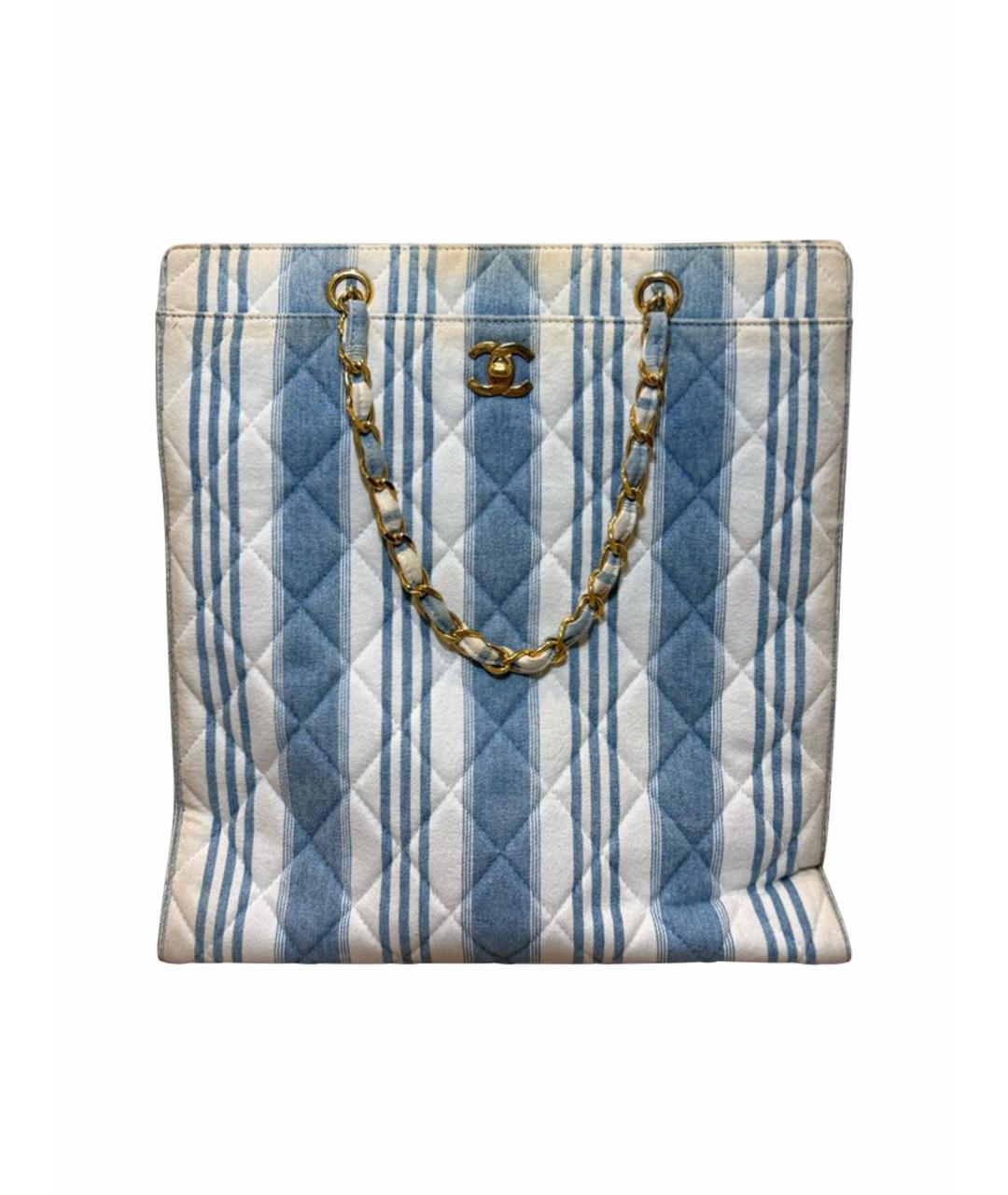 CHANEL Голубая деним сумка тоут, фото 1