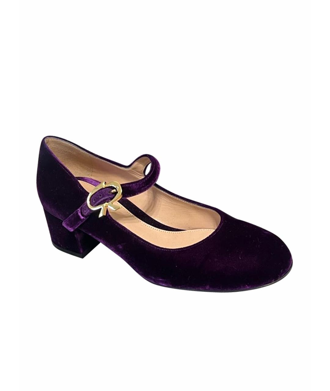 GIANVITO ROSSI Фиолетовые бархатные туфли, фото 1