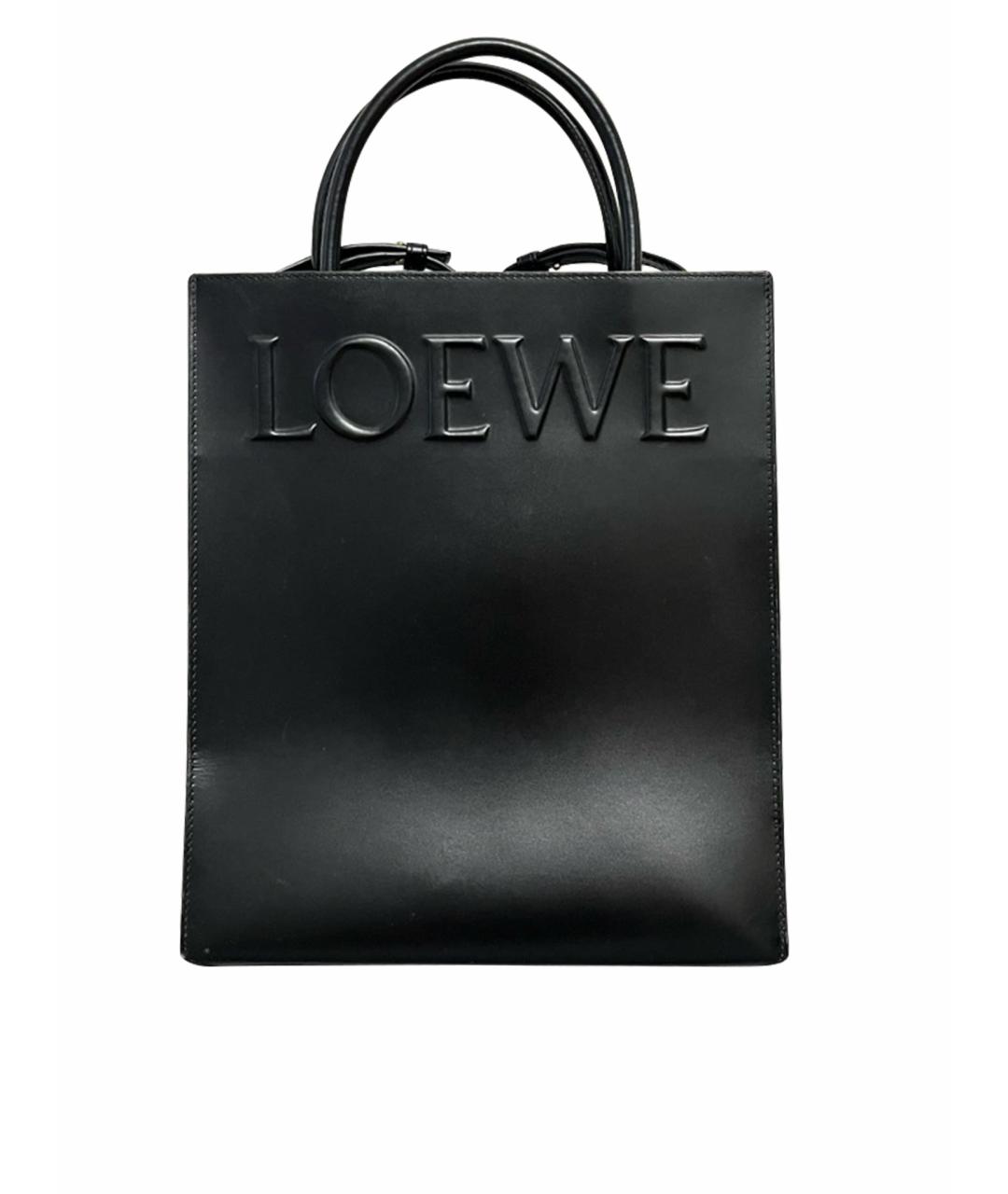 LOEWE Черная кожаная сумка тоут, фото 1