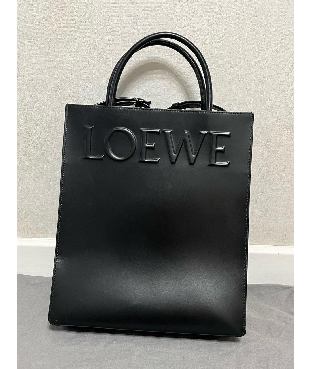 LOEWE Черная кожаная сумка тоут, фото 6