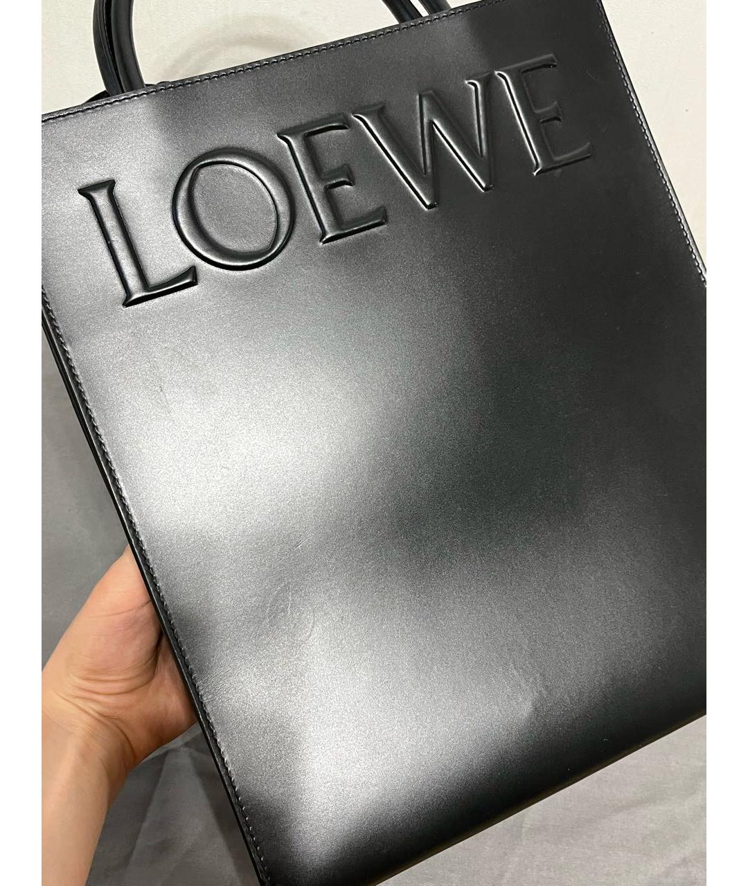 LOEWE Черная кожаная сумка тоут, фото 5